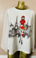 Load image into Gallery viewer, Love + Lace NWT Chic PARIS Themed KNIT Blouse NWT Size XL
