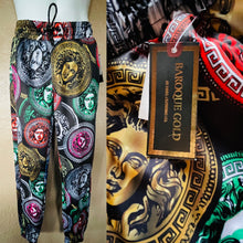 Load image into Gallery viewer, BAROQUE GOLD Italian Designer Style MEDUSA PRINT JOGGER PANTS NWT Size Small