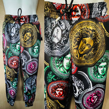 Load image into Gallery viewer, BAROQUE GOLD Italian Designer Style MEDUSA PRINT JOGGER PANTS NWT Size Small