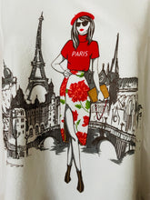 Load image into Gallery viewer, Love + Lace NWT Chic PARIS Themed KNIT Blouse NWT Size XL