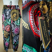 Load image into Gallery viewer, BAROQUE GOLD Italian Designer Style MEDUSA PRINT JOGGER PANTS NWT Size Small